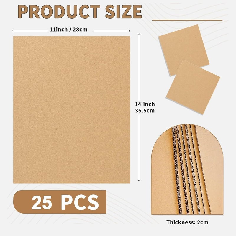 Doubleggs 25 Pack 11x14 Inch Corrugated Cardboard Sheets, 2mm Thick Flat Card Boards Inserts for Crafts, Mailing, Packing, Shipping, DIY Crafts Projects - Image 2